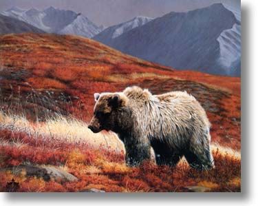 CHARLES FRACE' 19X24 Secondary Market Art: "ALASKAN AUTUMN GRIZZLY"