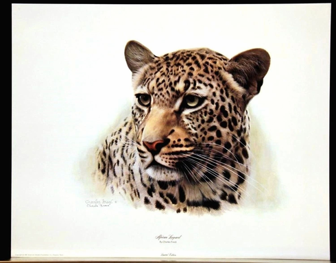 Charles Frace Limited Edition  Signed Limited Edition  Lithograph: "African Leopard Head"