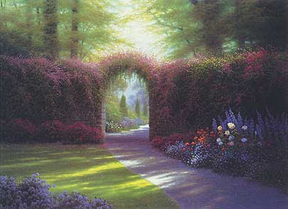 CHARLES H WHITE 21X32 Secondary Market Art: "SECLUDED GARDEN"