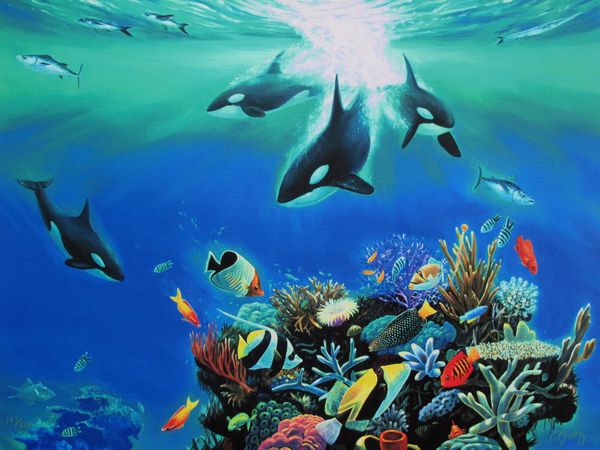 Charles Lynn Bragg Hand Signed Limited Edition Giclee:"Orca Blues"