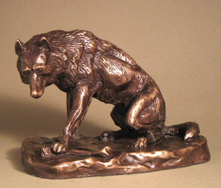 Charles M. Russell Handcrafted Solid Bronze Sculpture:"Wolf with Bone" Charles M. Russell Handcrafted Solid Bronze Sculpture:"Wolf with Bone"