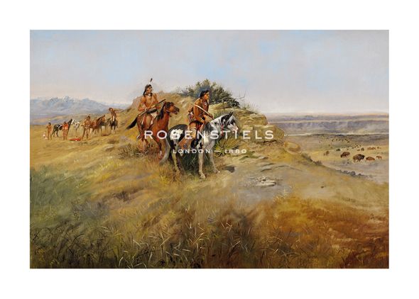 Charles Marion Russell Hand Numbered Limited Edition Print on Paper :"Buffalo Hunt"