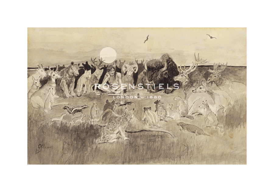 Charles Marion Russell Hand Numbered Limited Edition Print on Paper :"The Great Game for the Rulership of the World"