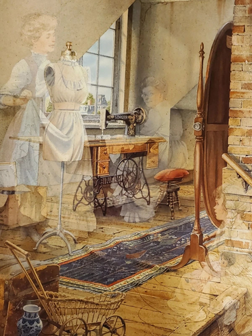 Charles Peterso Signed Limited Edition Lithograph Print: "A Stitch in Time"