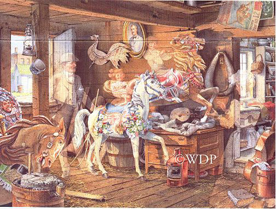 CHARLES PETERSON 26X19 Secondary Market Art: "CAROUSEL HORSES CE"