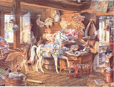 CHARLES PETERSON 26X19 Secondary Market Art: "CAROUSEL HORSES CE"