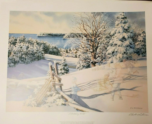 Charles Peterson Signed Limited Edition Print on Paper: "Sledding Hill" Charles Peterson Signed Limited Edition Print on Paper: "Sledding Hill"