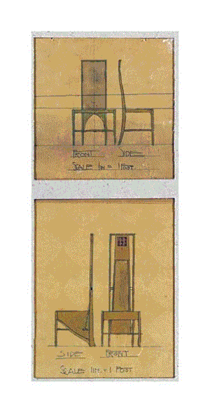 Charles Rennie Mackintosh Fine Art Open Edition Gicl&eacute;e:"Design for Chairs, 1903"
