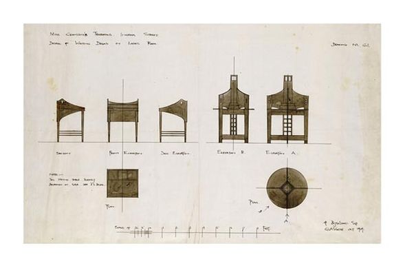 Charles Rennie Mackintosh Fine Art Open Edition Gicl&eacute;e:"Designs for Writing Desks"