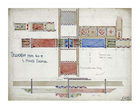 Charles Rennie Mackintosh Fine Art Open Edition Giclée:"Florence, San Miniato, Studies of Decorative Ceiling Panels"