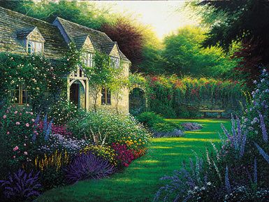Charles White Handsigned and Numbered Limited Edition Canvas:"The Cottage Garden"