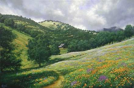 Charles White Handsigned and Numbered Limited Edition Giclee on Canvas:"Diablo Meadows"