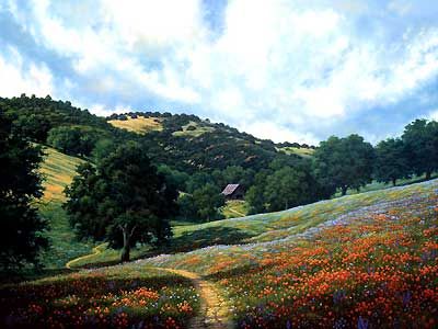 Charles White Handsigned and Numbered Limited Edition Giclee on Canvas:"Spring Meadows"