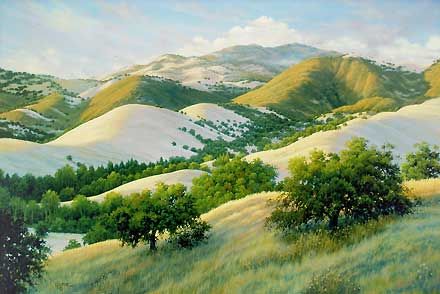 Charles White Handsigned and Numbered Limited Edition Giclee on Canvas:"View from Magee Ranch"