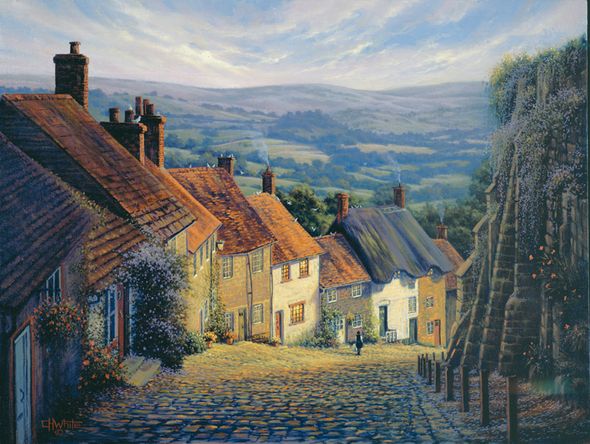 Charles White Handsigned & Numbered Limited Edition Giclee on Canvas:"Home to Gold Hill"