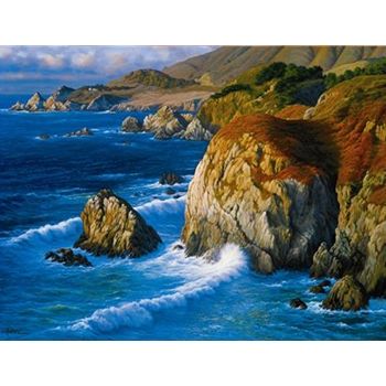 Charles White Limited Edition Giclee on Canvas:"Rocky Point Big Sur"