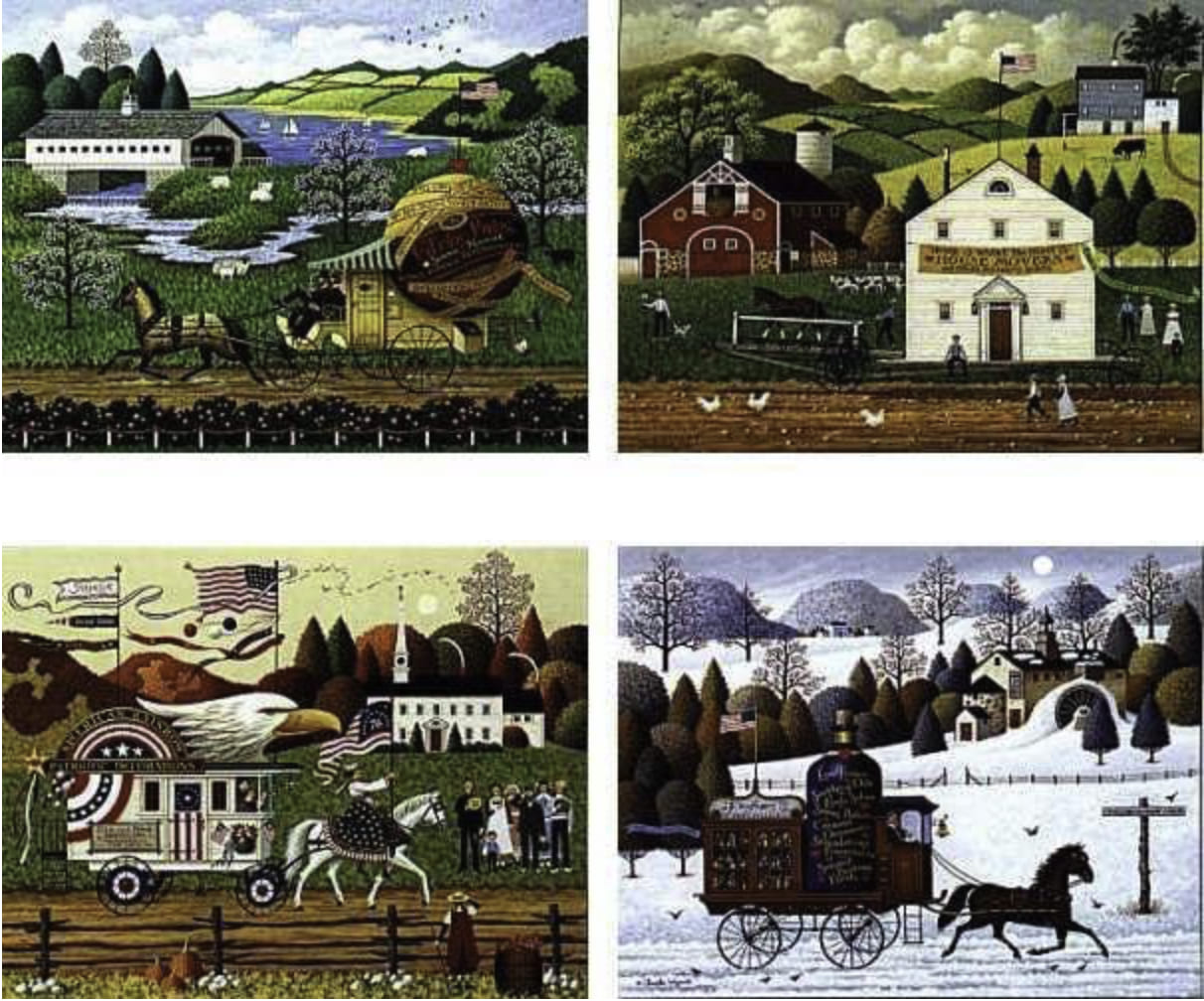 CHARLES WYSOCKI 13X16 Secondary Market Art: "FOUR SEASONS SET"