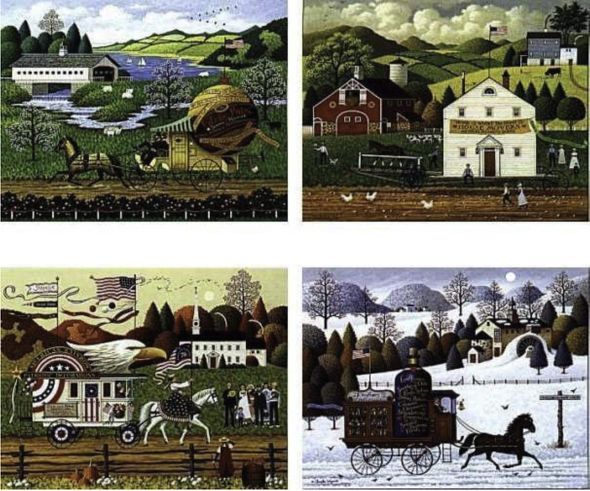 CHARLES WYSOCKI 13X16 Secondary Market Art: "FOUR SEASONS SET"