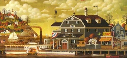 CHARLES WYSOCKI 14X28 Secondary Market Art: "FAIRHAVEN BY SEA AP"