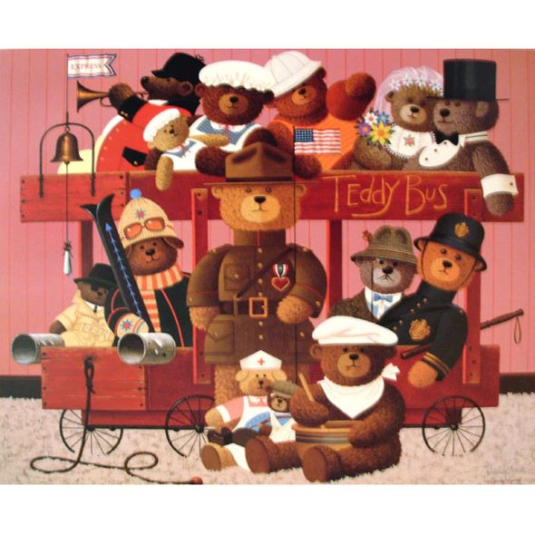 CHARLES WYSOCKI 17X20 Secondary Market Art: "TEDDY BEAR EXPRESS SO"