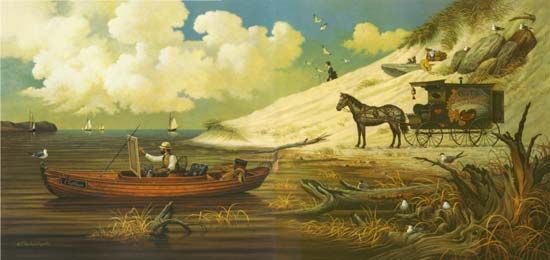 CHARLES WYSOCKI 17X22 Secondary Market Art: "FEATHERED CRITICS"