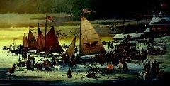 CHARLES WYSOCKI 17X34 Secondary Market Art: "ICE RIDERS CHESAPEAKE"