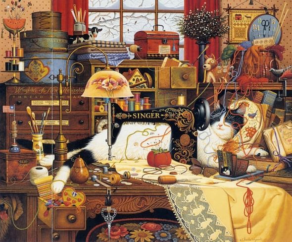 CHARLES WYSOCKI 18X22 Secondary Market Art: "MAGGIE MESSMAKER"