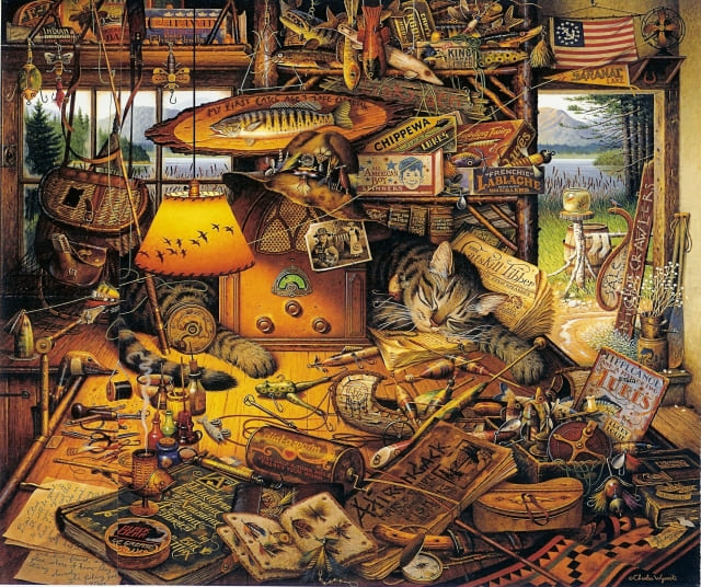 CHARLES WYSOCKI 18X22 Secondary Market Art: "MAX ADIRONDACKS"