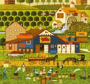 CHARLES WYSOCKI 19X19 Secondary Market Art: "APPLEBUTTER MAKERS"