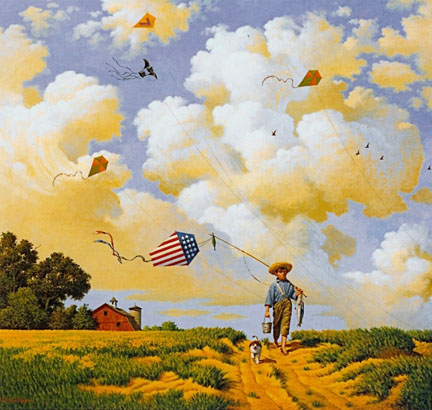 CHARLES WYSOCKI 20X17 Secondary Market Art: "ANOTHER HARD DAY OFFIC"
