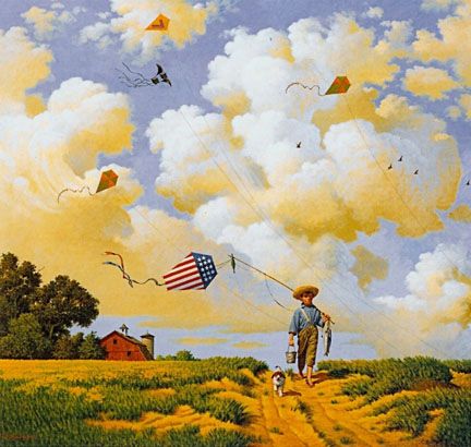 CHARLES WYSOCKI 20X17 Secondary Market Art: "ANOTHER HARD DAY OFFIC"
