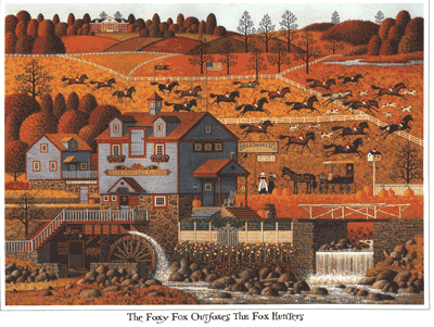 CHARLES WYSOCKI 21X29 Secondary Market Art: "FOXY FOX OUTFOXES"