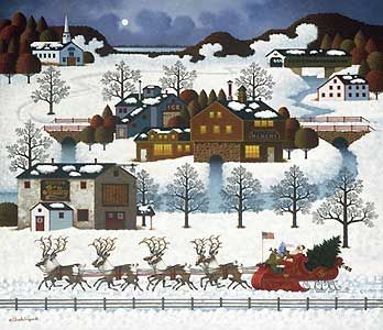 Charles Wysocki Handsiged and Numbered Limited Edition Legacy Edition:"Santa's Coming to Town"