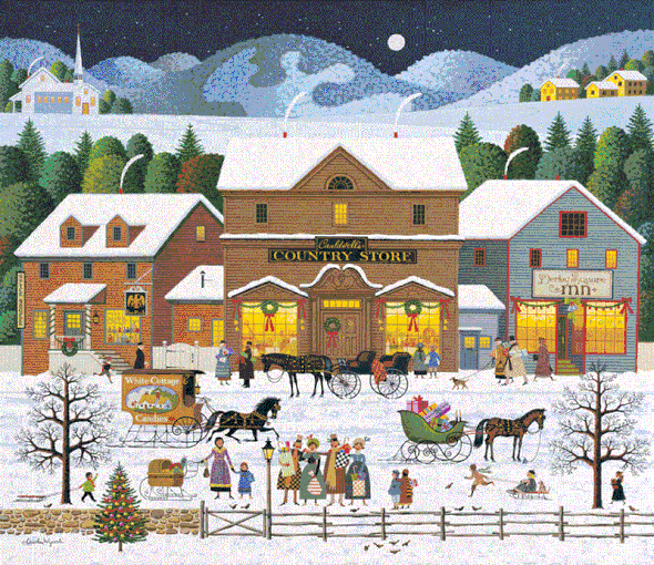 Charles Wysocki Handsigned and Numbered Limited Edition Canvas:"Christmas Eve- Canvas"