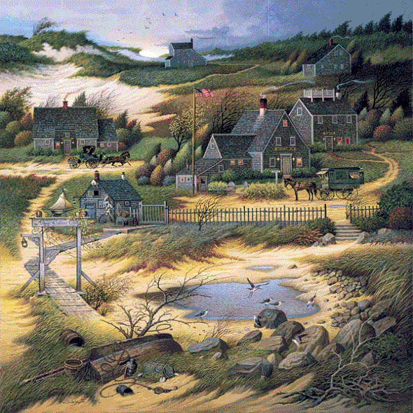 Charles Wysocki Handsigned and Numbered Limited Edition Canvas:"Olde Nantucket - Canvas"