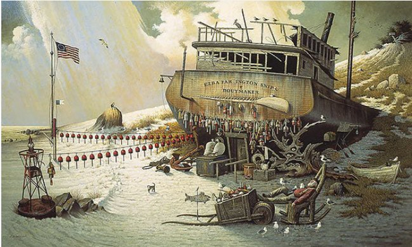 Charles Wysocki Limited Edition Artist Signed Print:"Where The Buoys Are"