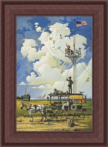 Charles Wysocki Limited Edition Framed Canvas: "Young Hearts at Sea"