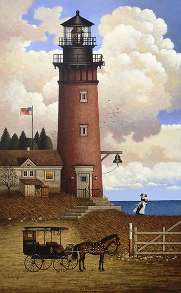 Charles Wysocki Personal Commission Anniversary Gicl&eacute;e Canvas:"Daddy's Coming Home"