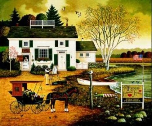 Charles Wysocki Signed and Numbered Limited Edition 0 Giclee : "Birch Point Cove" Charles Wysocki Signed and Numbered Limited Edition 0 Giclee : "Birch Point Cove"