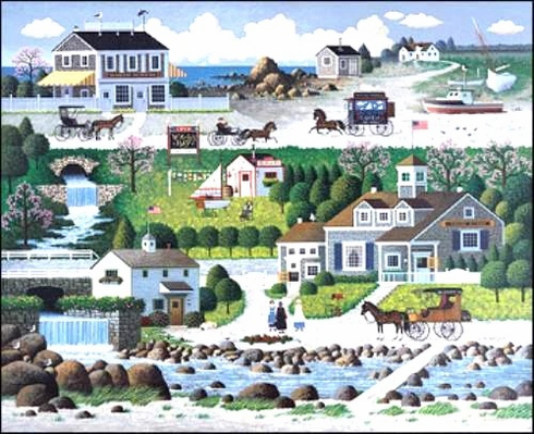 Charles Wysocki Signed and Numbered Limited Edition   Canvas: "Cricket Hawk Harbor"