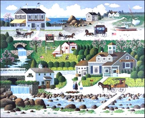 Charles Wysocki Signed and Numbered Limited Edition   Canvas: "Cricket Hawk Harbor"