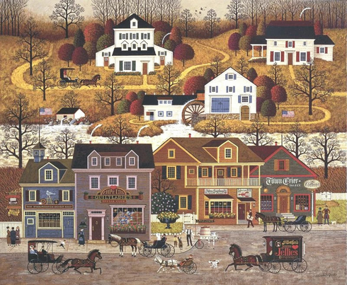 Charles Wysocki Signed and Numbered Limited Edition Canvas : "Hawk River Hollow" Charles Wysocki Signed and Numbered Limited Edition Canvas : "Hawk River Hollow"