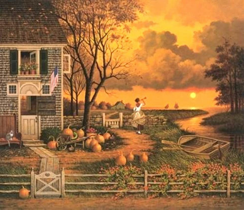 Charles Wysocki Signed and Numbered Limited Edition Lithograph: "Supper Call" Charles Wysocki Signed and Numbered Limited Edition Lithograph: "Supper Call"