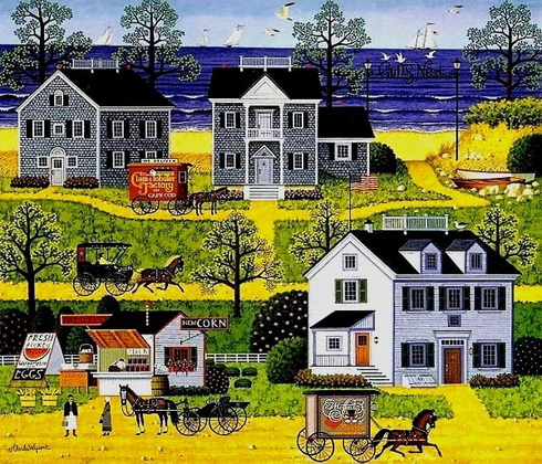 Charles Wysocki Signed Limited Edition Size 643 of 1250 Lithograph Print: "Gulls Nest" Charles Wysocki Signed Limited Edition Size 643 of 1250 Lithograph Print: "Gulls Nest"