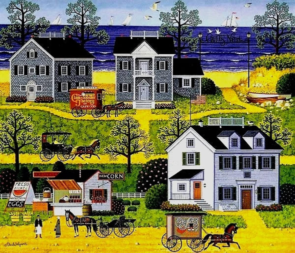 Charles Wysocki Signed Limited Edition Size 643 of 1250 Lithograph Print: "Gulls Nest"