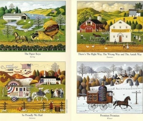 Charles Wysocki Signed Limited Edition Size Matched Set of 4 Lithograph Prints: "Four Seasons" Charles Wysocki Signed Limited Edition Size Matched Set of 4 Lithograph Prints: "Four Seasons"
