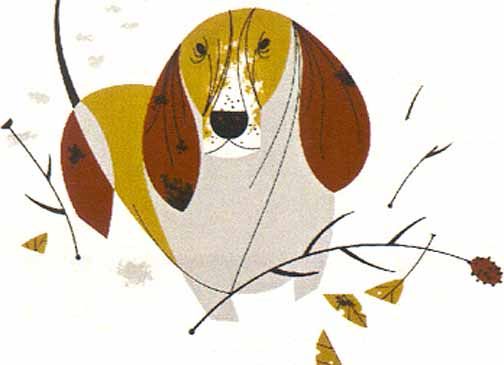 Charley Harper Estate Stamped and Numbered Limited Edition Giclee Print :"Basset"