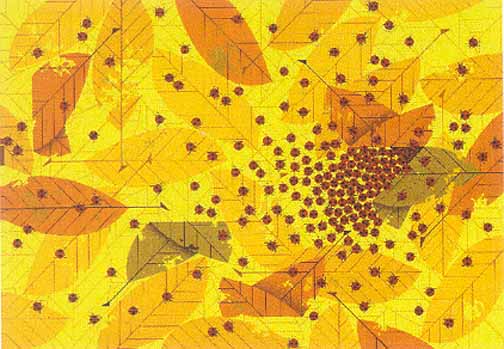 Charley Harper Estate Stamped and Numbered Limited Edition Giclee Print :"Ladybugs Hibernating"