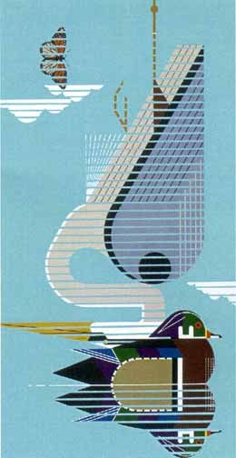 Charley Harper Estate Stamped and Numbered Limited Edition Giclee Print :"Once Upon a Pond"