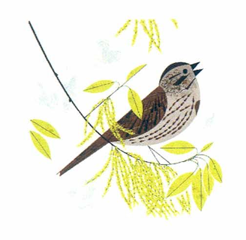 Charley Harper Estate Stamped and Numbered Limited Edition Giclee Print :"Sing Spring (Song Sparrow)"